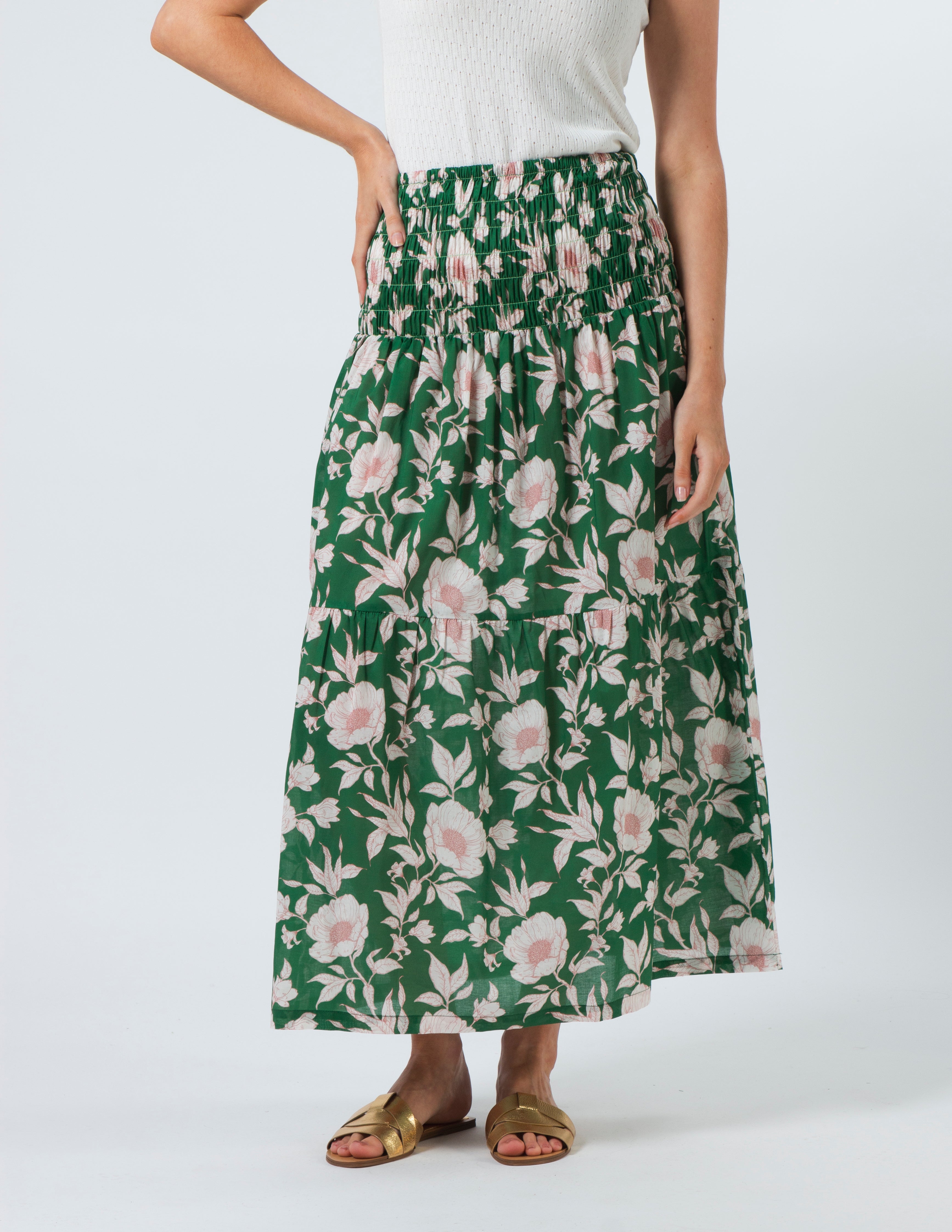 Aja Skirt - Vinatge Green Floral – Stella+Gemma