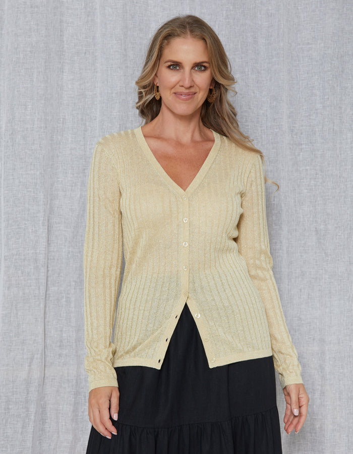 Beverly Lurex Cardigans Gold