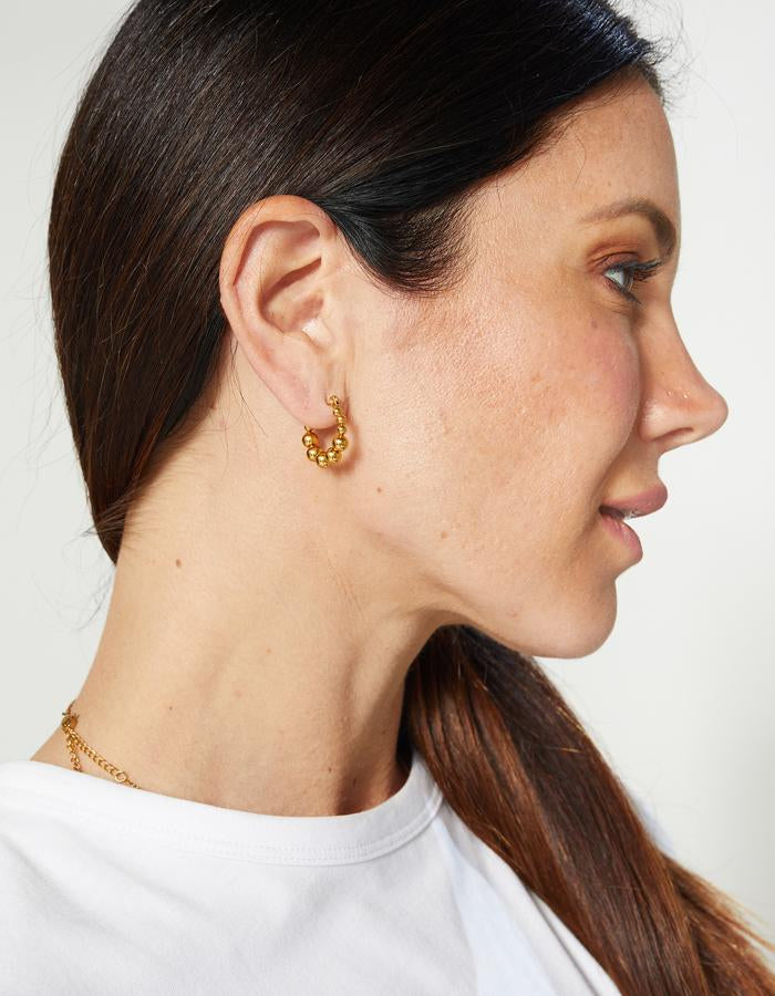 Gold Drop Ball Hoop Earrings – BenittaMoko